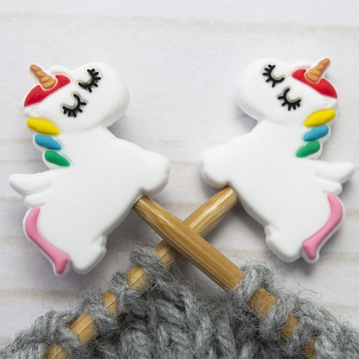 Candle stops for knitting needles - unicorn