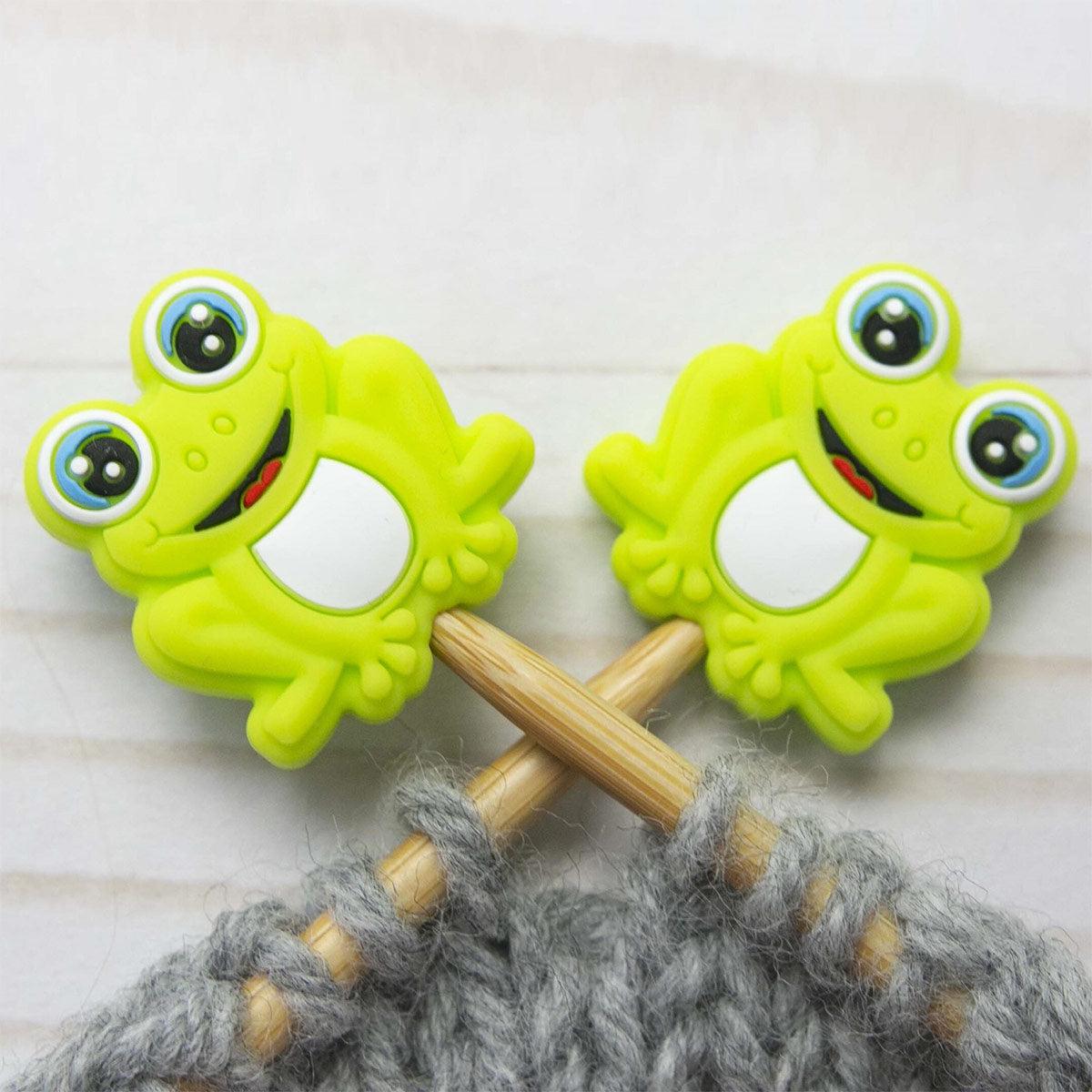 Candle stops for knitting needles - frog