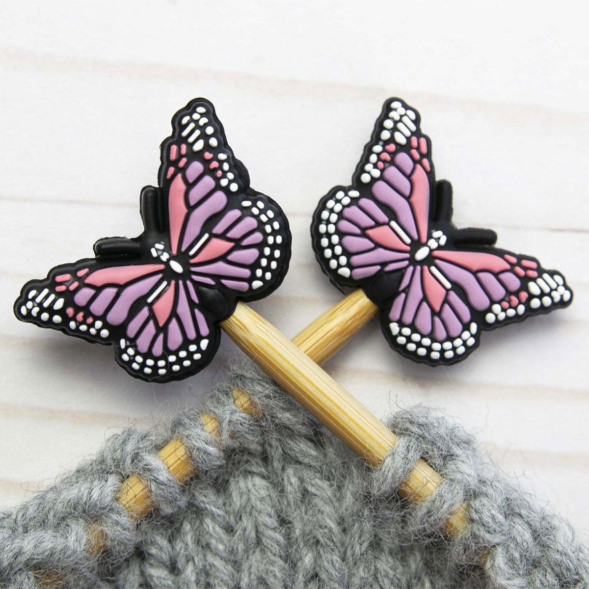 Candle stops for knitting needles - butterfly