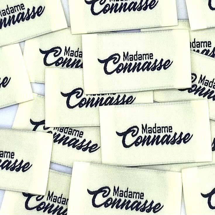 Lot de 5 étiquettes tissées à coudre Madame Connasse - Crème