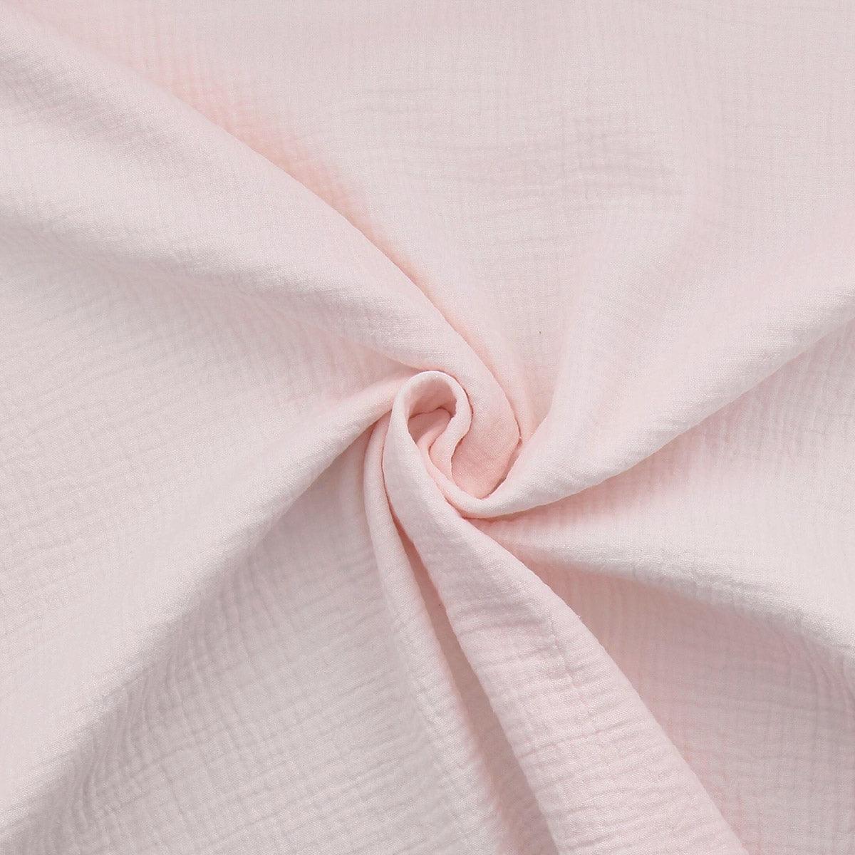 Tissu double gaze de coton - Rose poudré