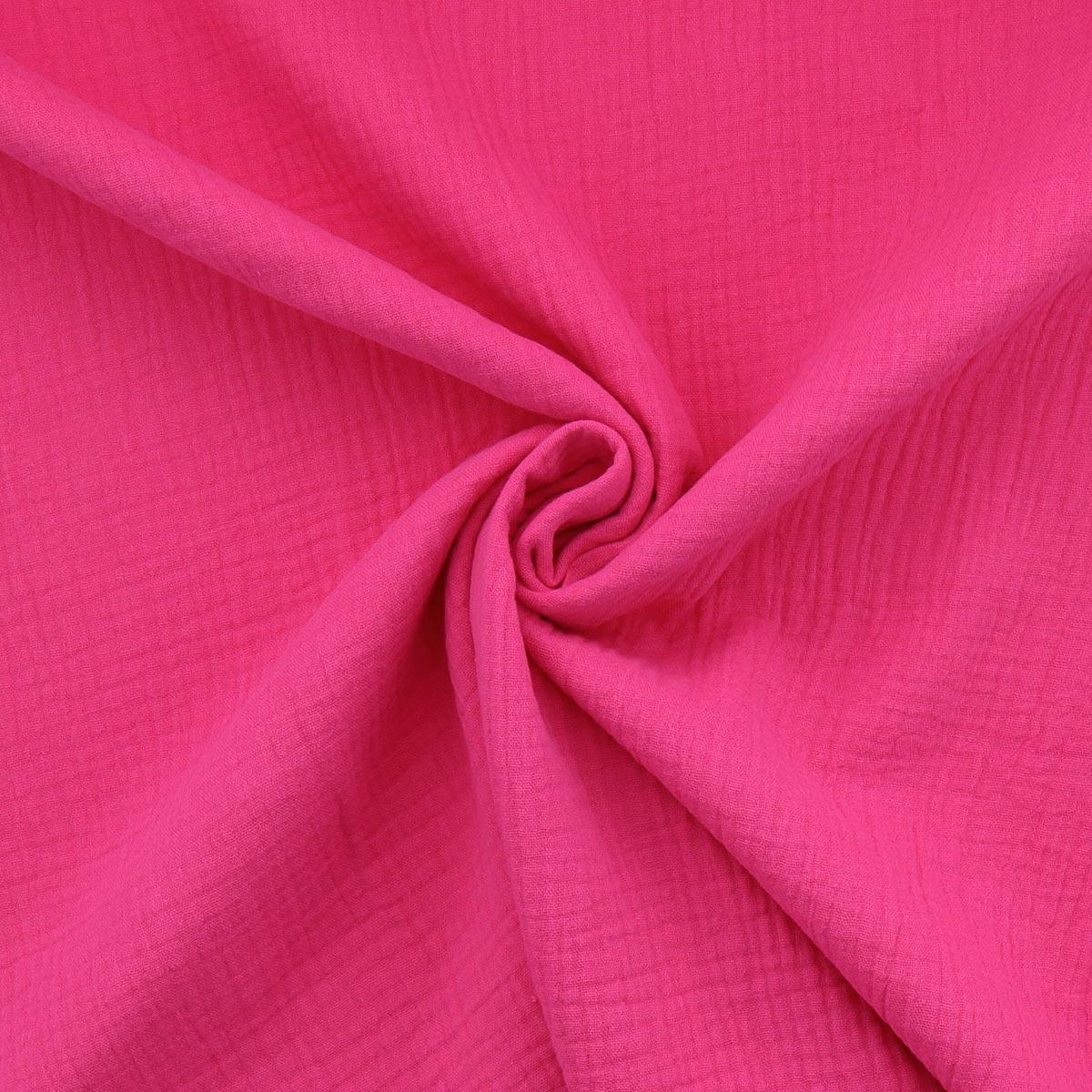 Cotton double gauze fabric - fuchsia