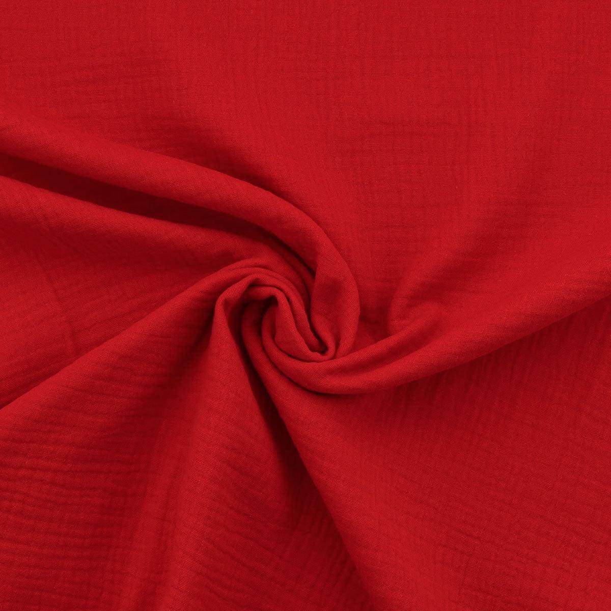 Tissu double gaze de coton - Rouge