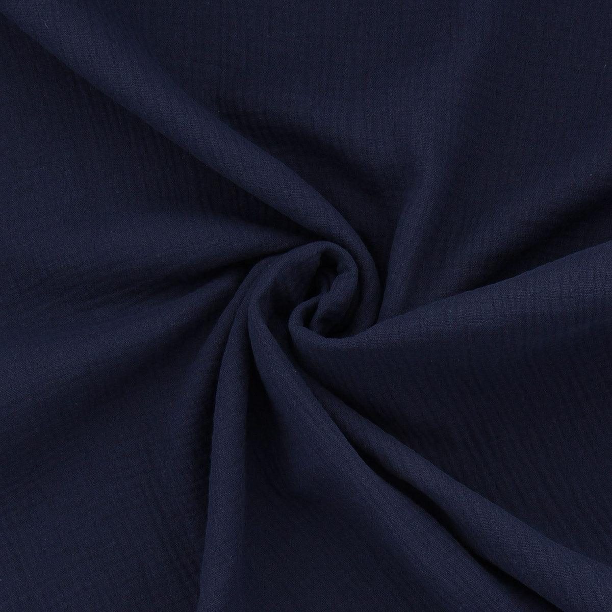 Cotton gauze double fabric - navy blue