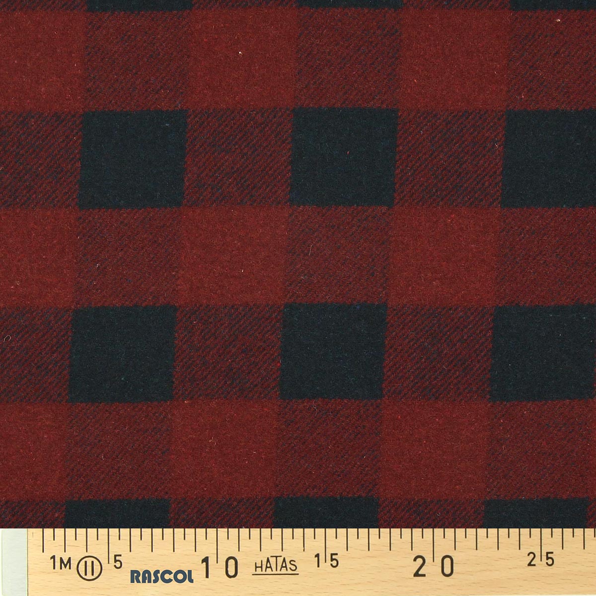 Tissu drap de laine fantaisie pour manteau - Carreaux rouge foncé et noir