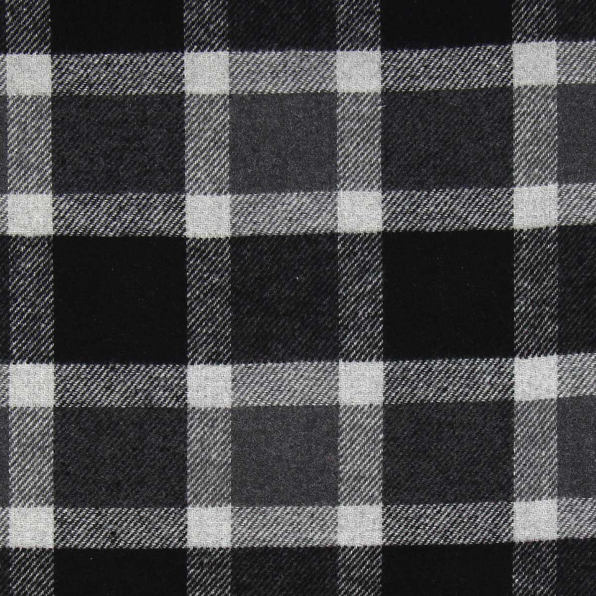 Tissu drap de laine fantaisie pour manteau - Carreaux gris et noir