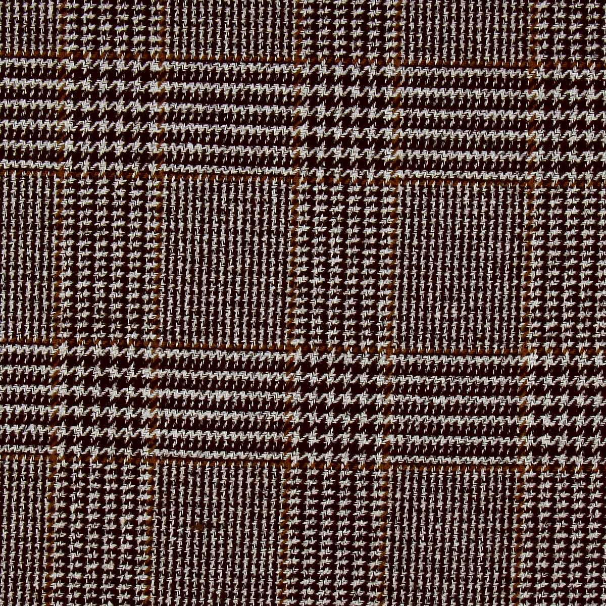 Tissu drap de laine fantaisie pour manteau - Pied de poule marron et blanc