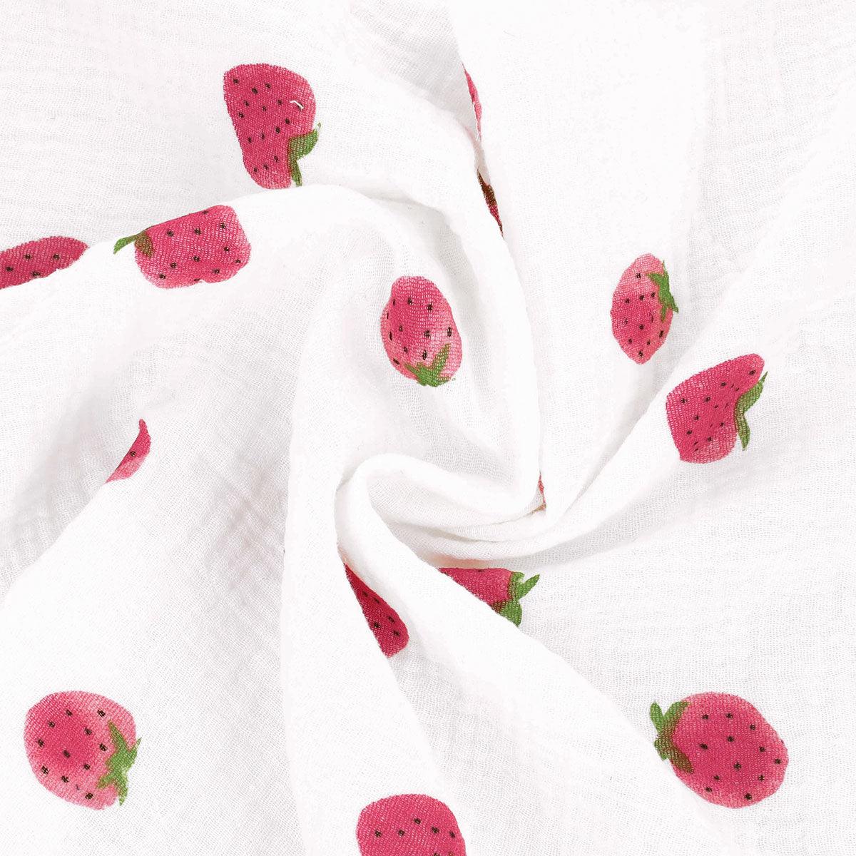 Cotton gauze double fabric - Strawberries