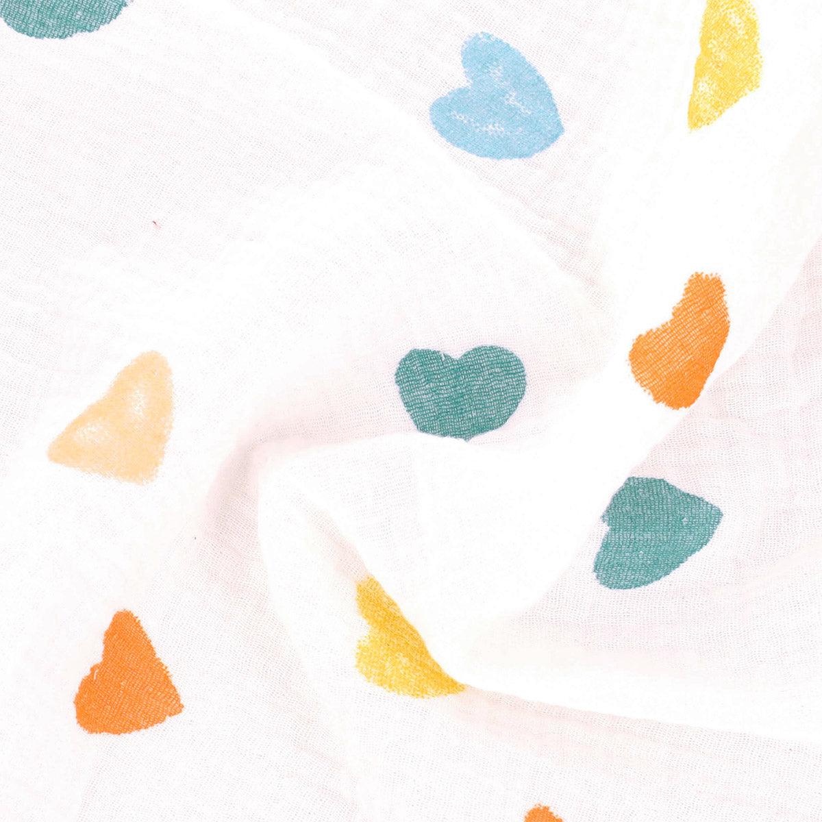 Cotton gauze double fabric - hearts