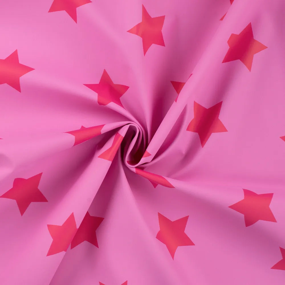 Waterproof canvas fabric for wax - pink background stars