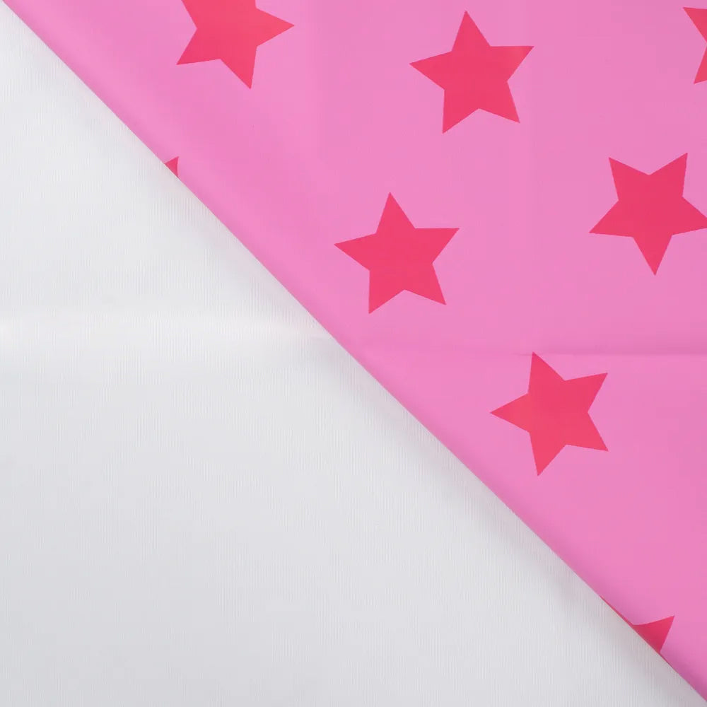 Waterproof canvas fabric for wax - pink background stars