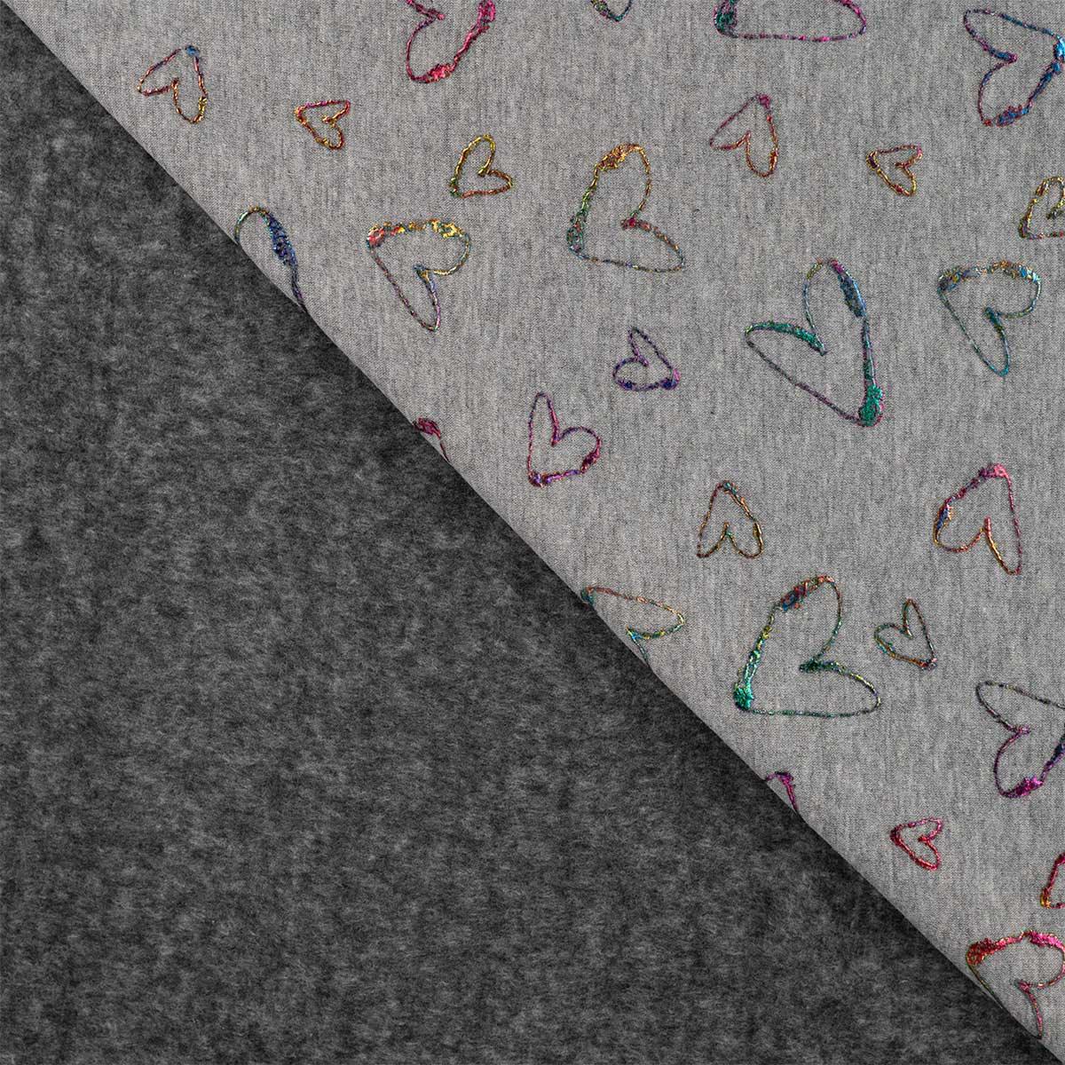 Molleton sweatshirt fabric - Lurex Mulitcolore hearts