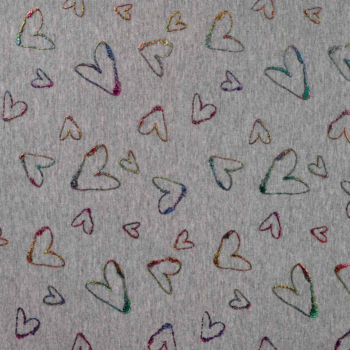 Molleton sweatshirt fabric - Lurex Mulitcolore hearts