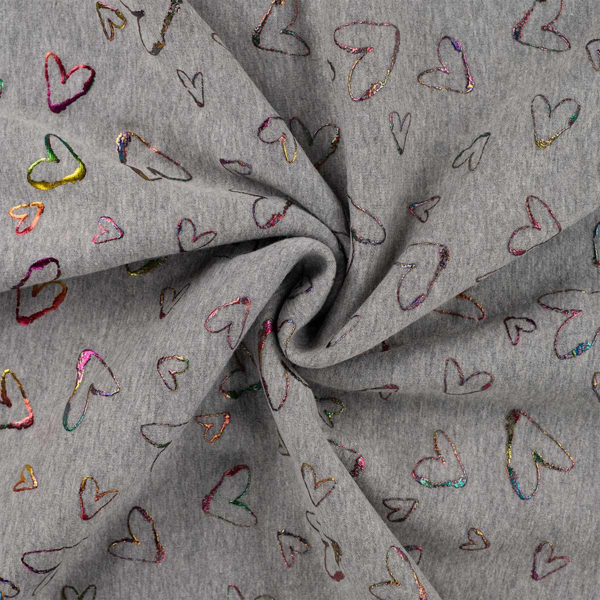 Molleton sweatshirt fabric - Lurex Mulitcolore hearts