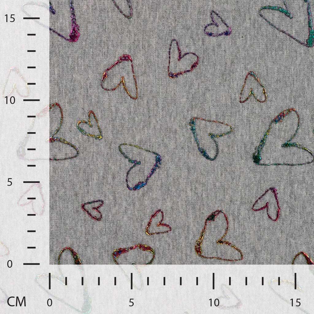 Molleton sweatshirt fabric - Lurex Mulitcolore hearts