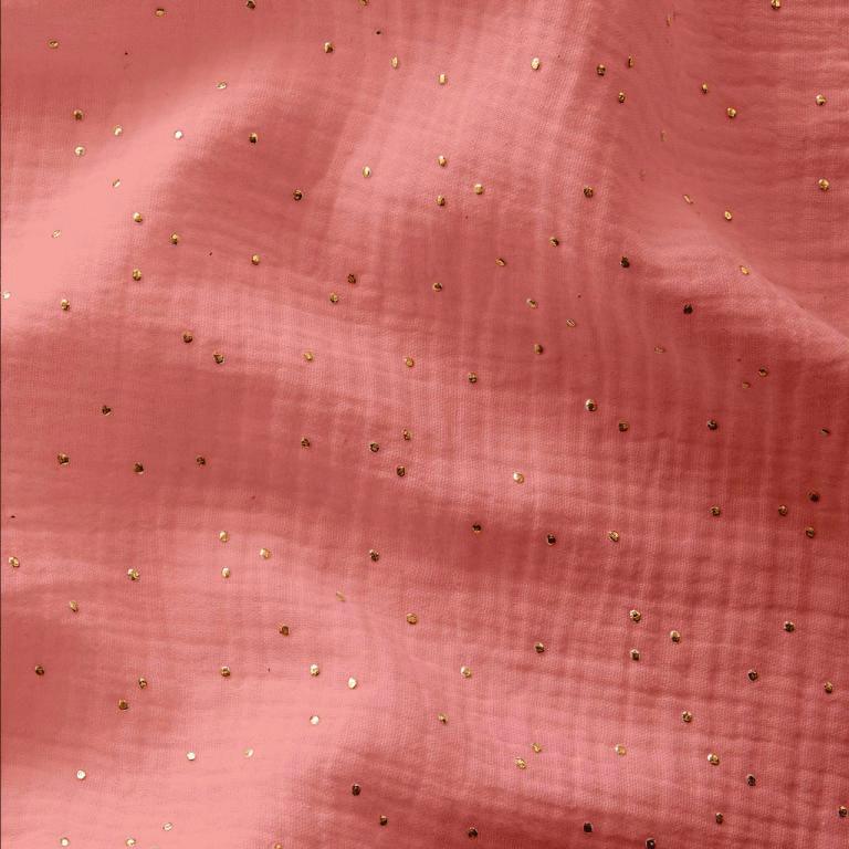 Double fabric cotton gauze mini golden peas - sorbet