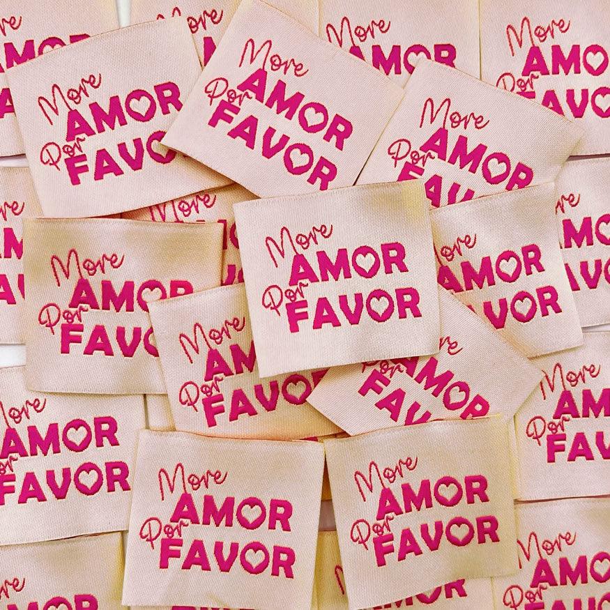 Set of 5 labels woven to More Amor Por Favor sewing