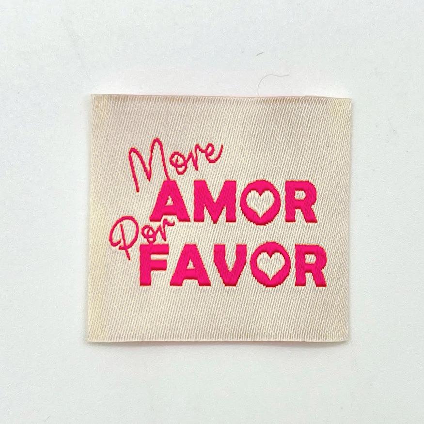 Set of 5 labels woven to More Amor Por Favor sewing