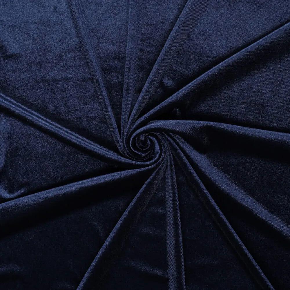 Stretch velvet fabric - Navy blue