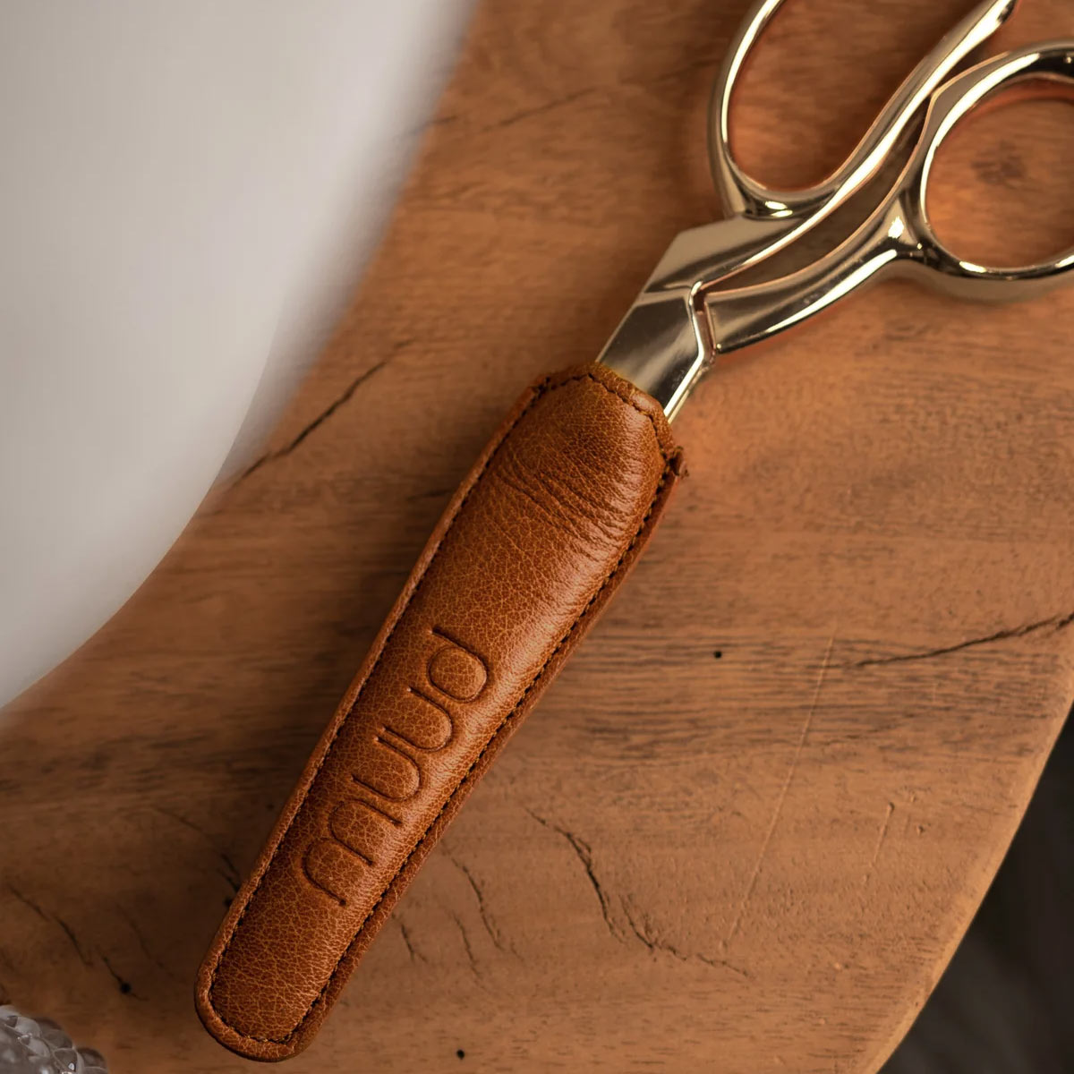 Etui de protection en cuir pour ciseaux de couture Muud Etui - Whisky