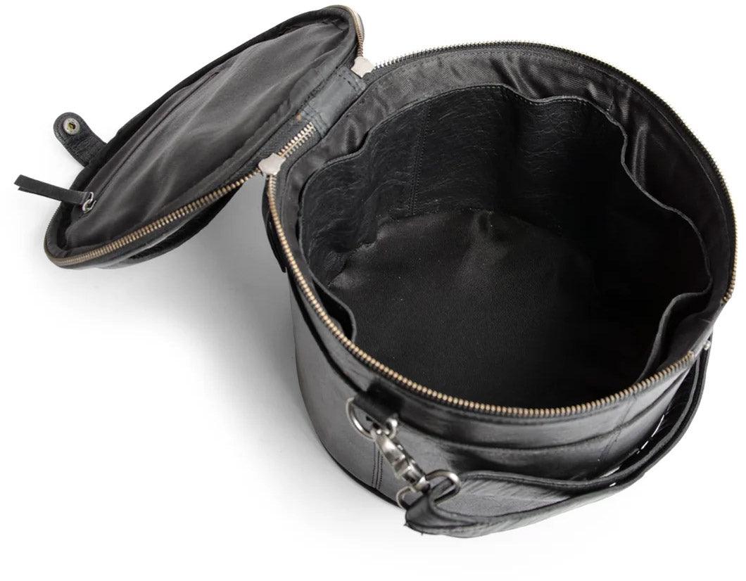 Leather storage bag for embroidery and knitted muud enturn - black