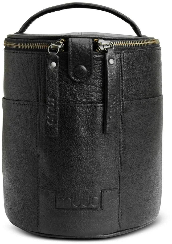 Leather storage bag for Muud Saturn knitting - Black