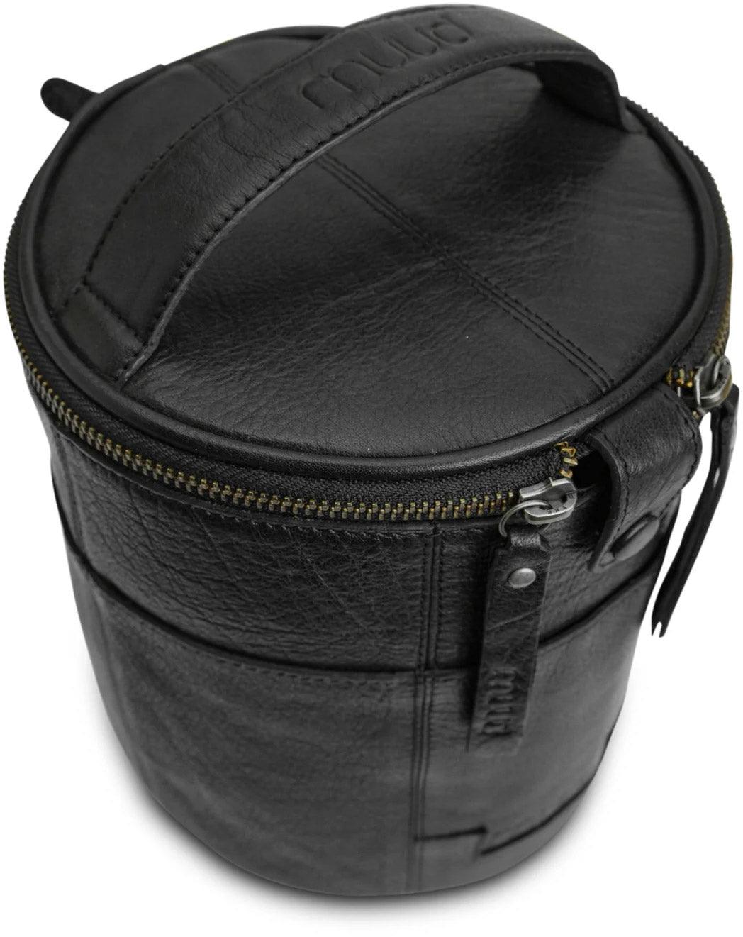 Leather storage bag for Muud Saturn knitting - Black