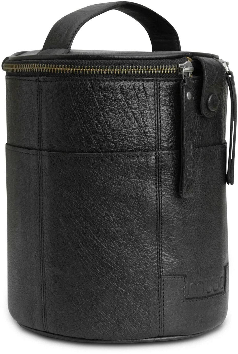 Leather storage bag for Muud Saturn knitting - Black