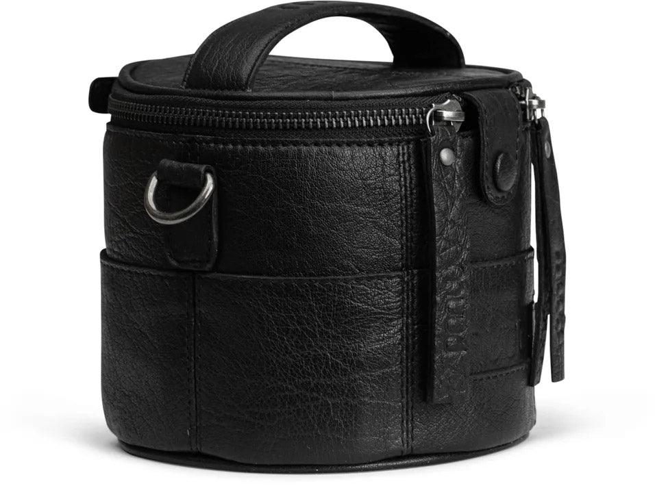 Small Muud Saturn Mini - Black leather knitting bag