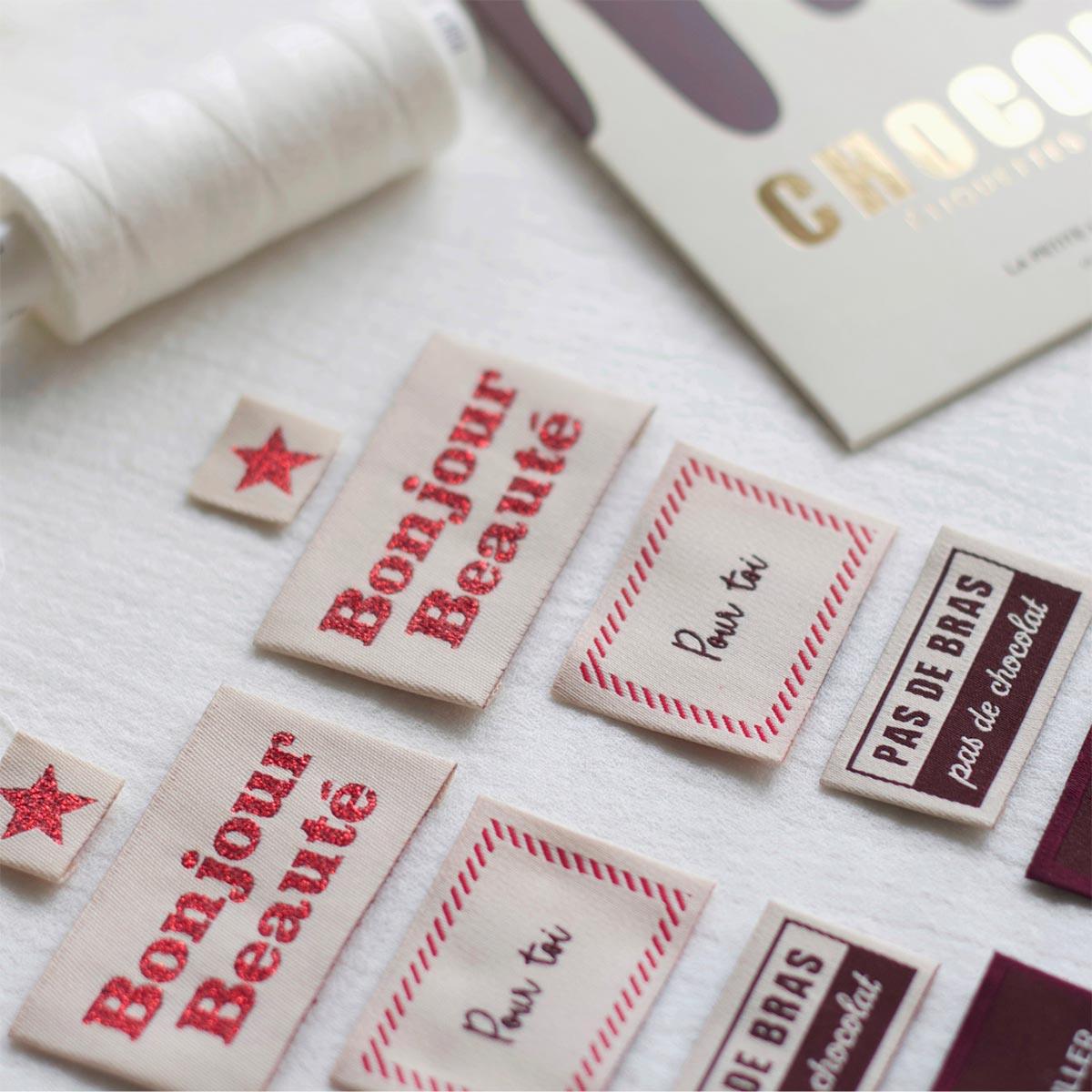 Set of 10 sewing labels - Special chocolate edition