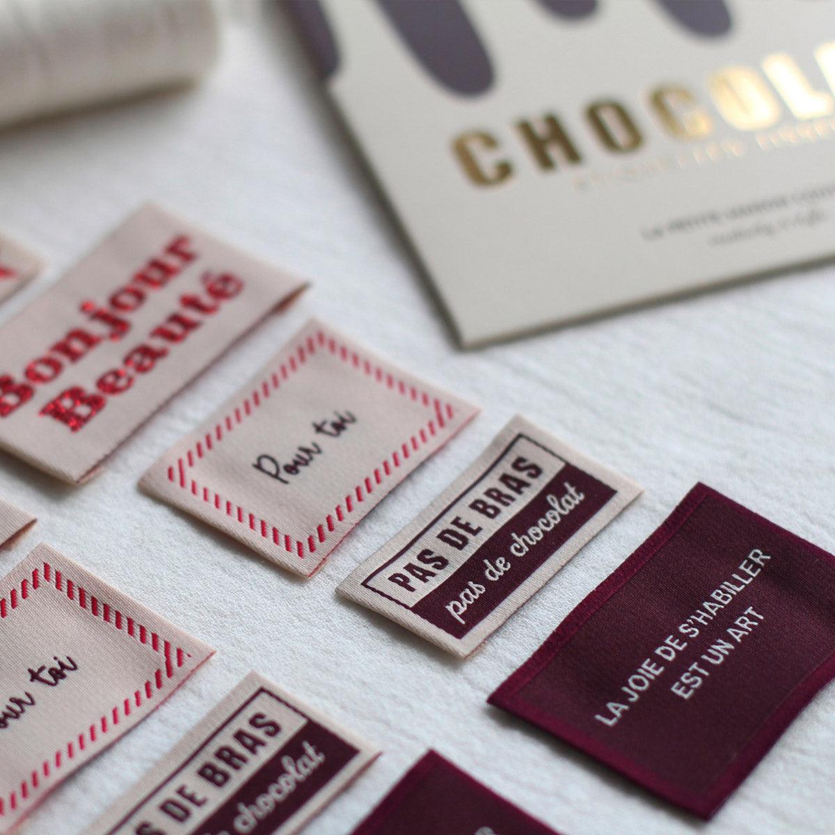 Set of 10 sewing labels - Special chocolate edition