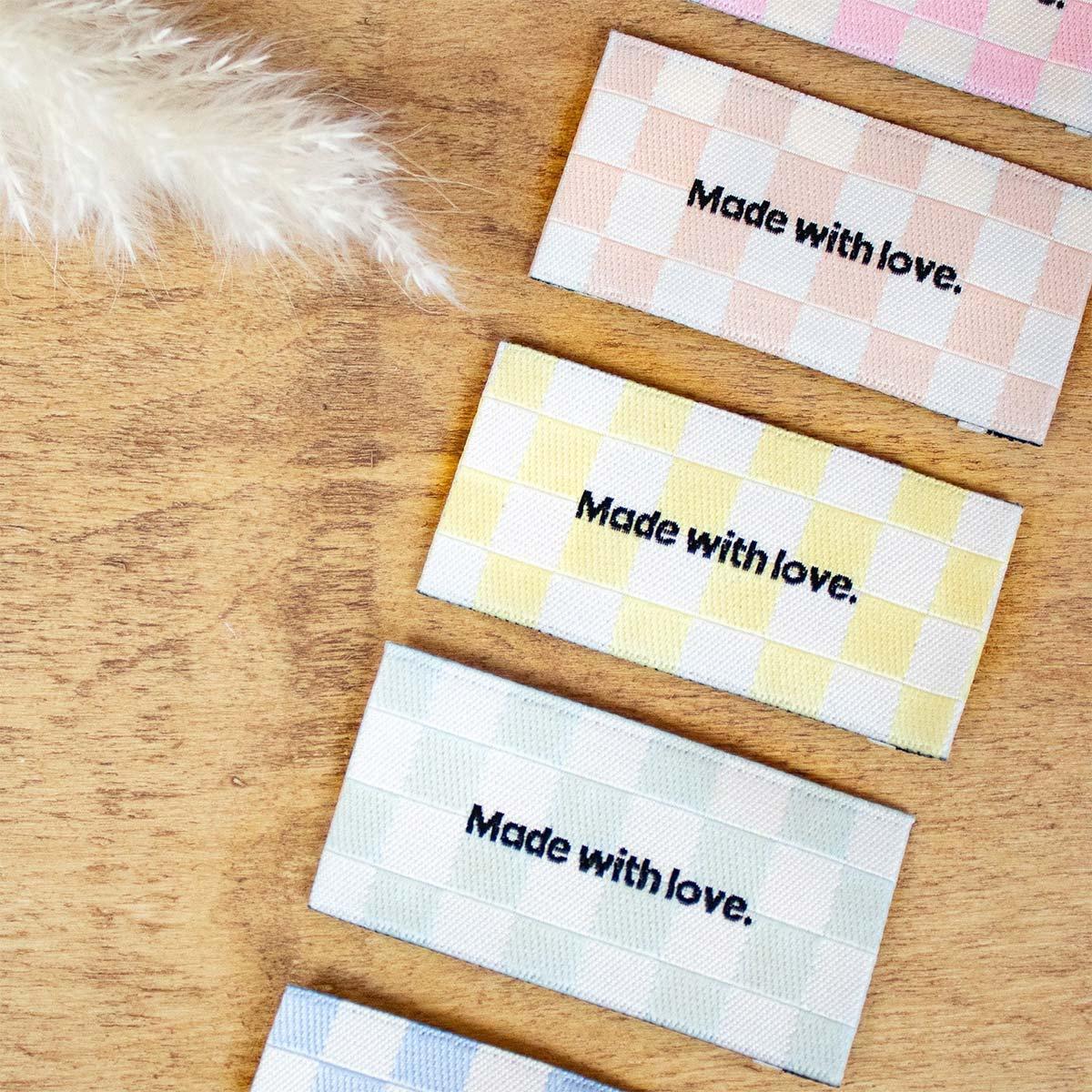 Set of 5 sewing labels - made with love