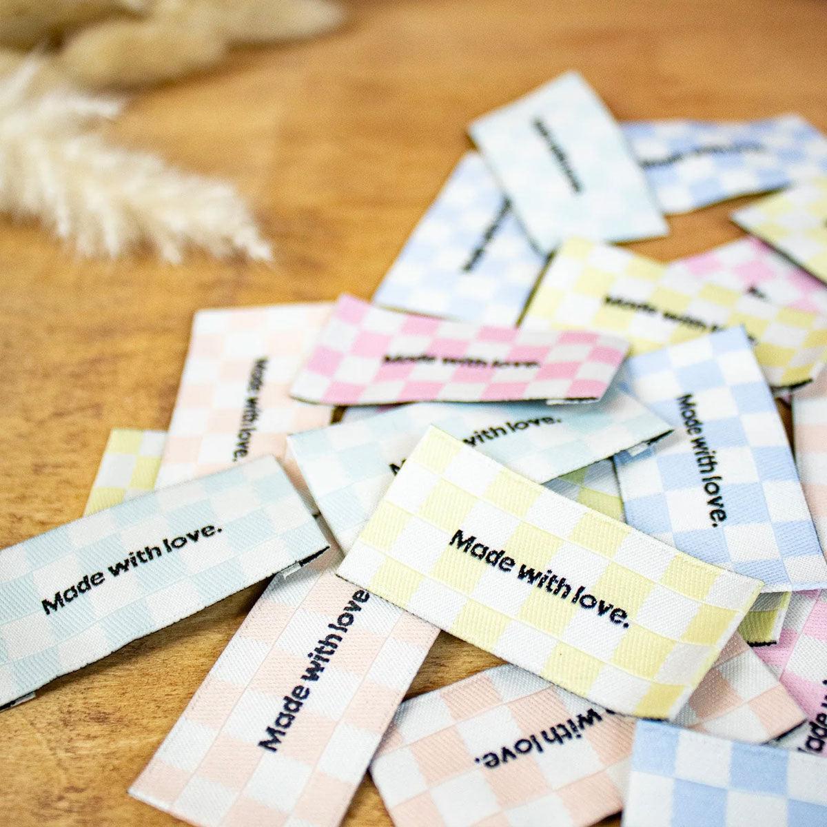 Set of 5 sewing labels - made with love