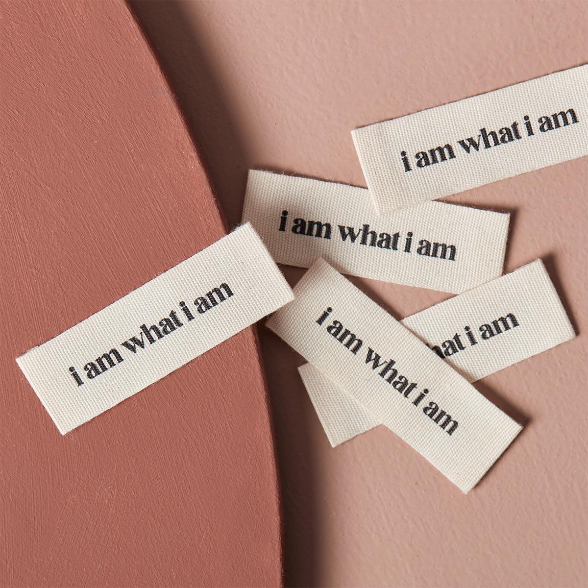 Set of 5 labels woven to sewing - I am what I am