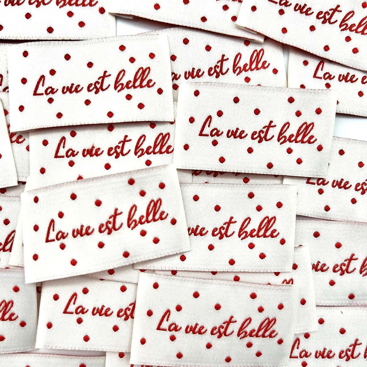 Set of 5 labels woven to sew the life is beautiful