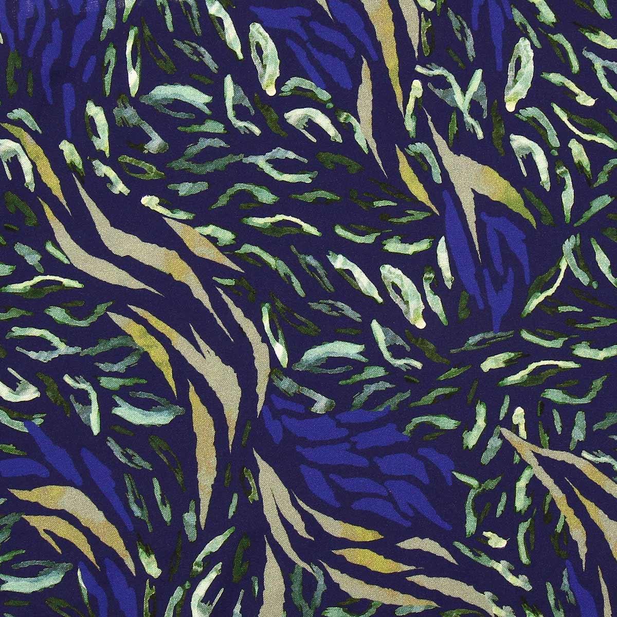 Tissu viscose fantaisie - Zaiba bleu et vert