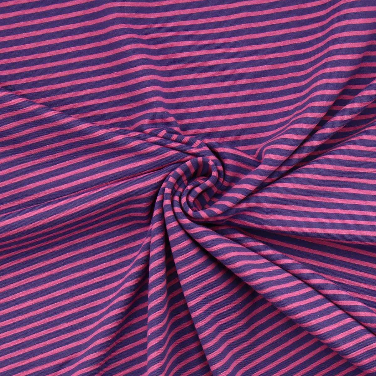 Tissu jersey rayé marin - Violet et pétunia