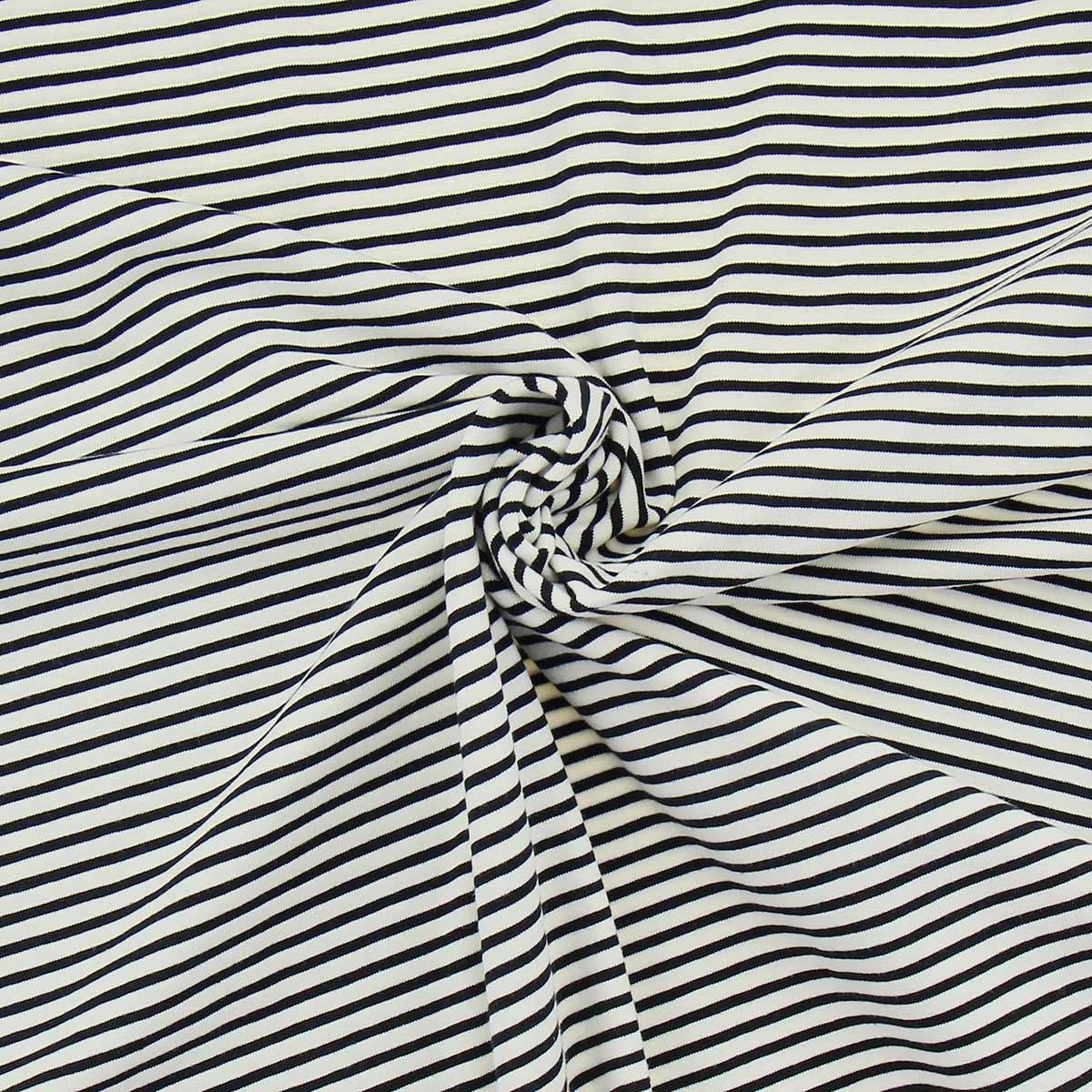 Marin Striped Jersey Fabric - Ecru und Schwarz