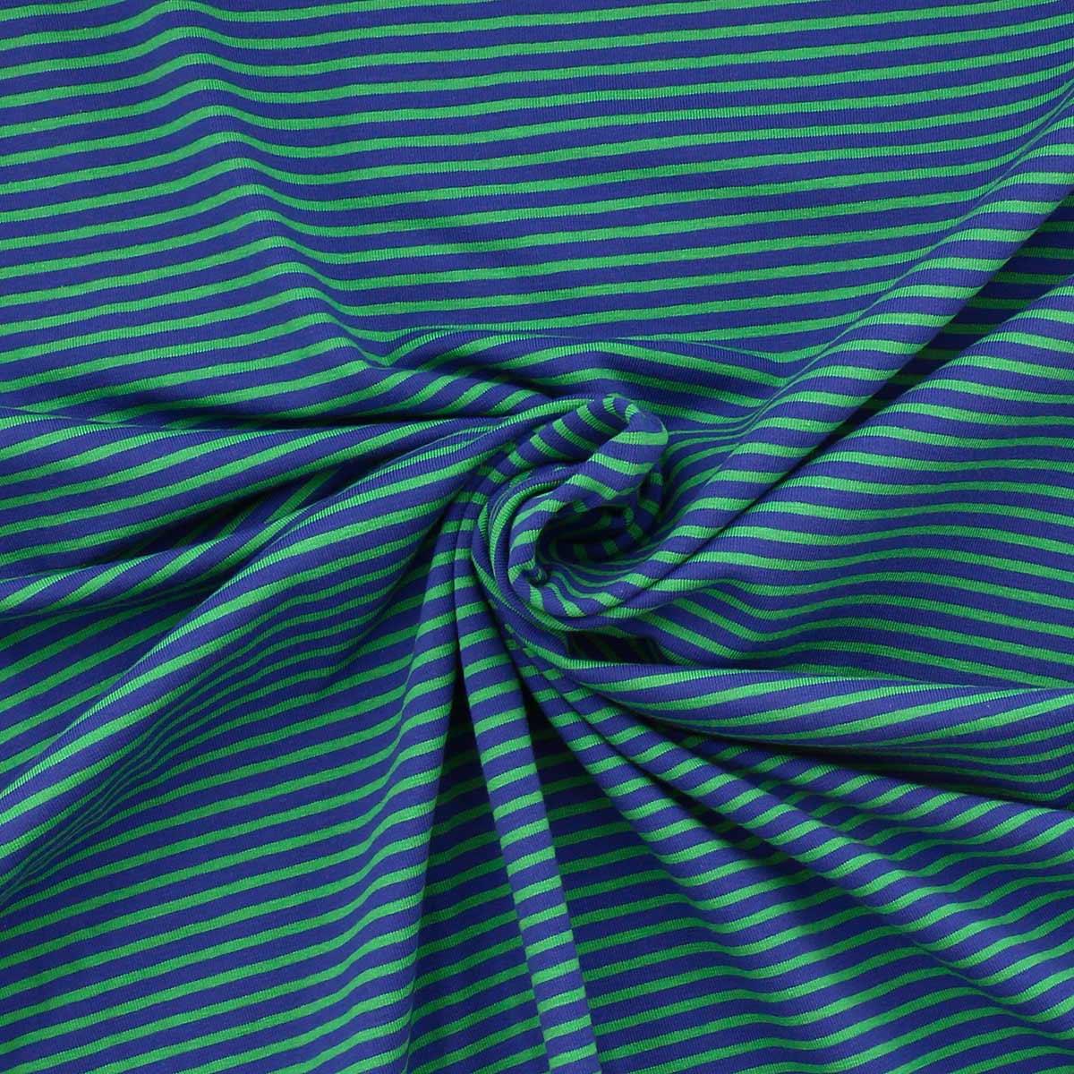 Tissu jersey rayé marin - Bleu et vert