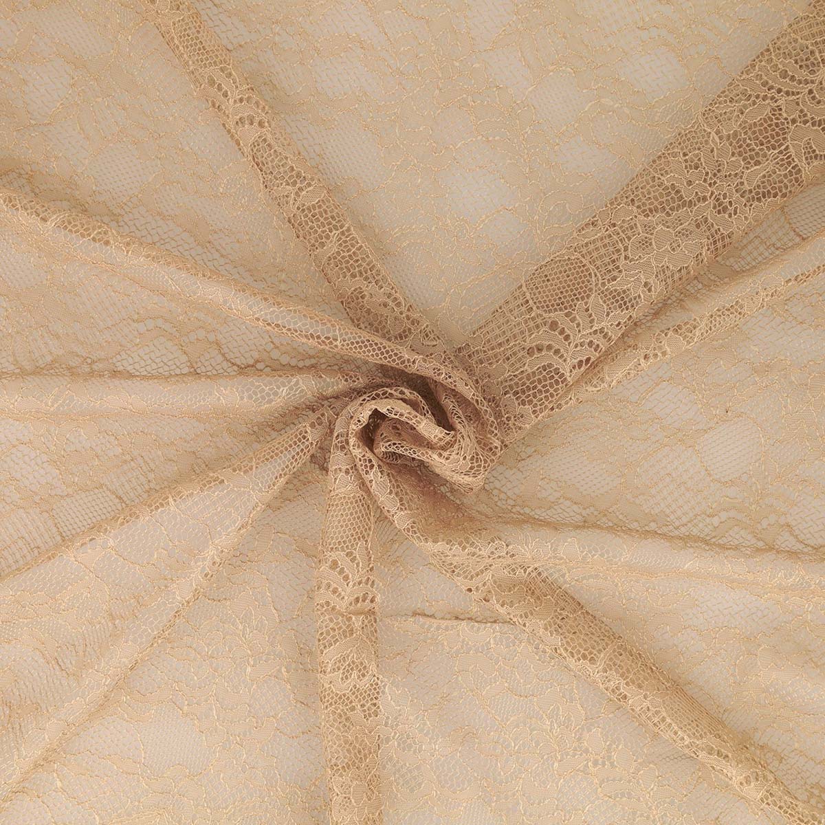 Tissu dentelle fleur Pauline - Beige