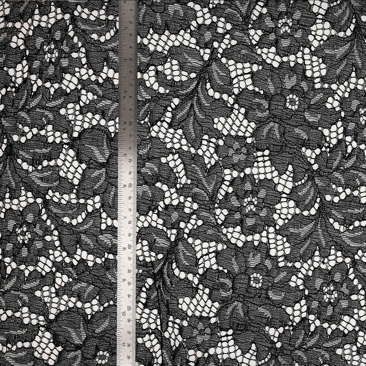 Alba - black flower lace fabric