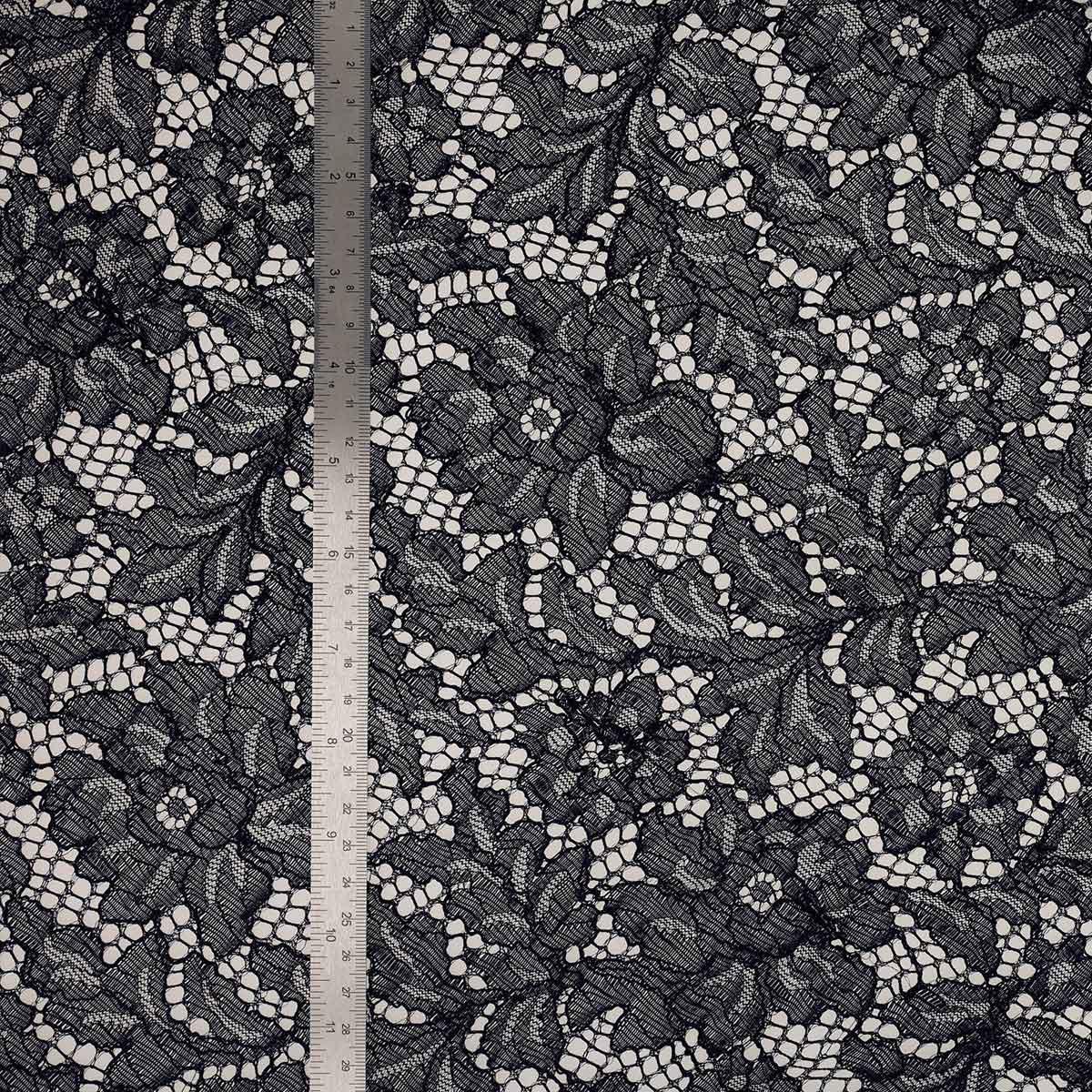 Alba flower lace fabric - navy blue