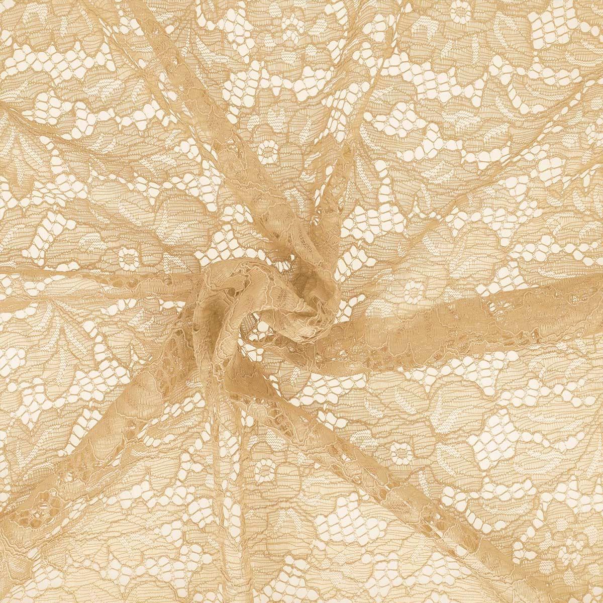 Tissu dentelle fleur Alba - Taupe