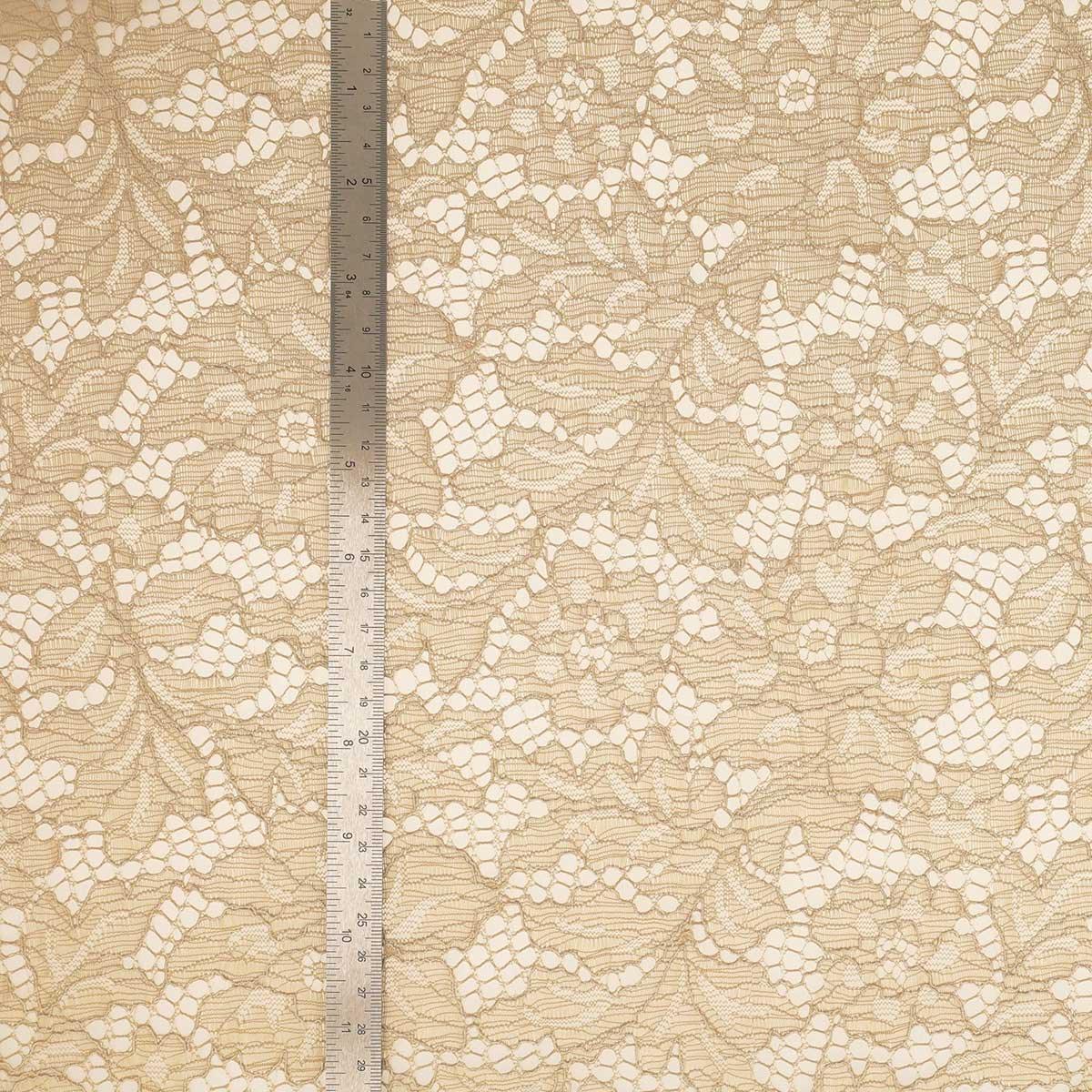 Alba flower lace fabric - Taupe