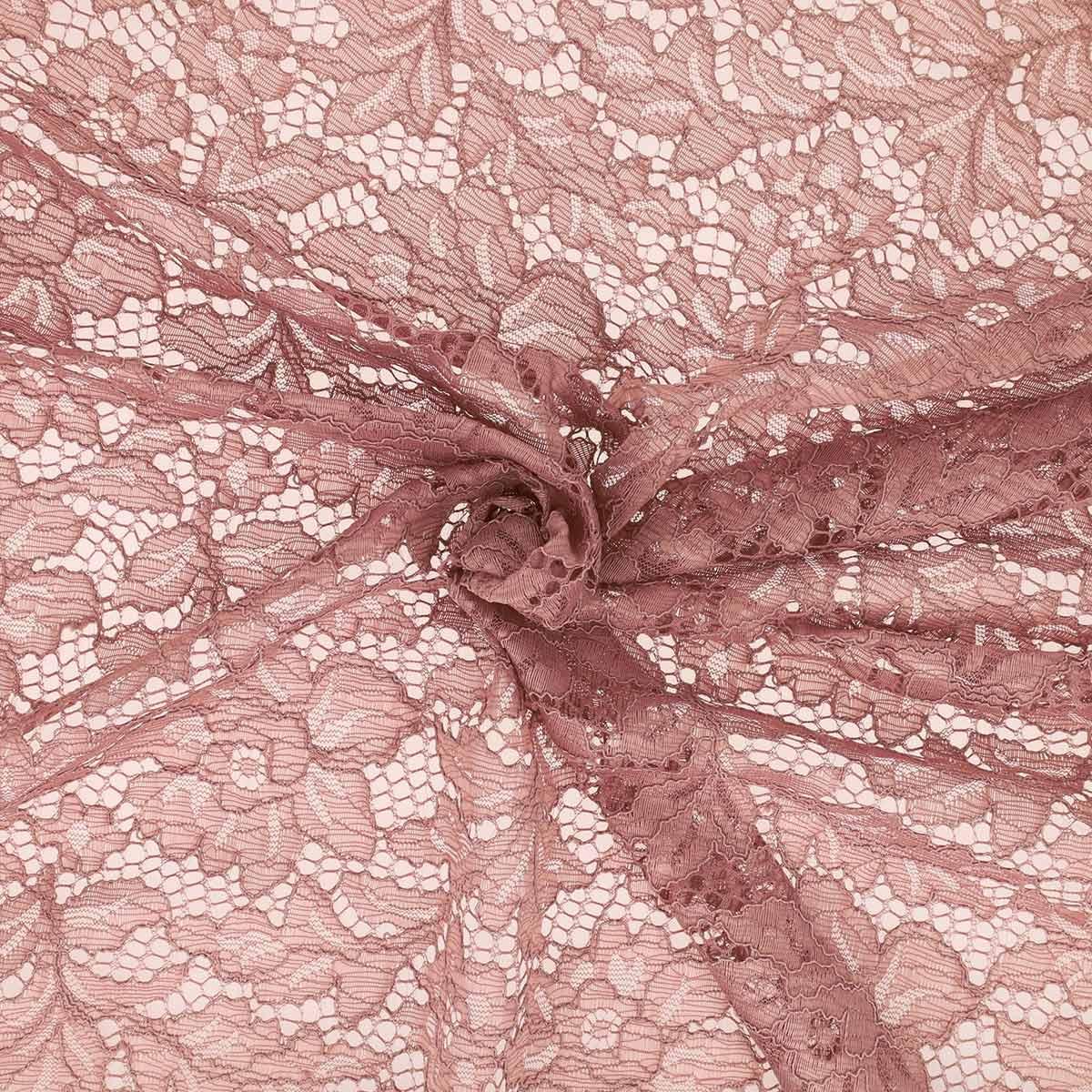 Tissu dentelle fleur Alba - Rose foncé