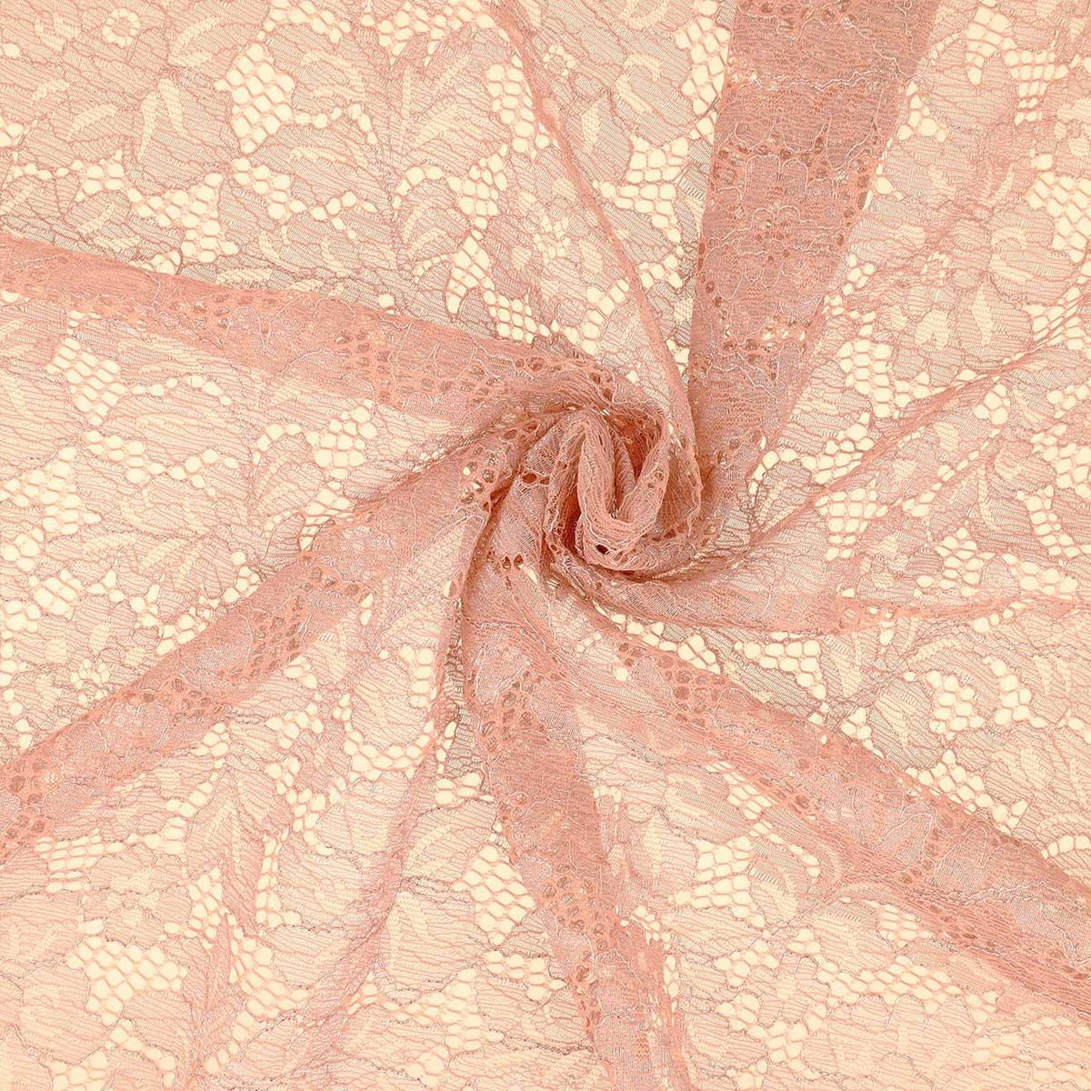 Tissu dentelle lurex - Rose foncé