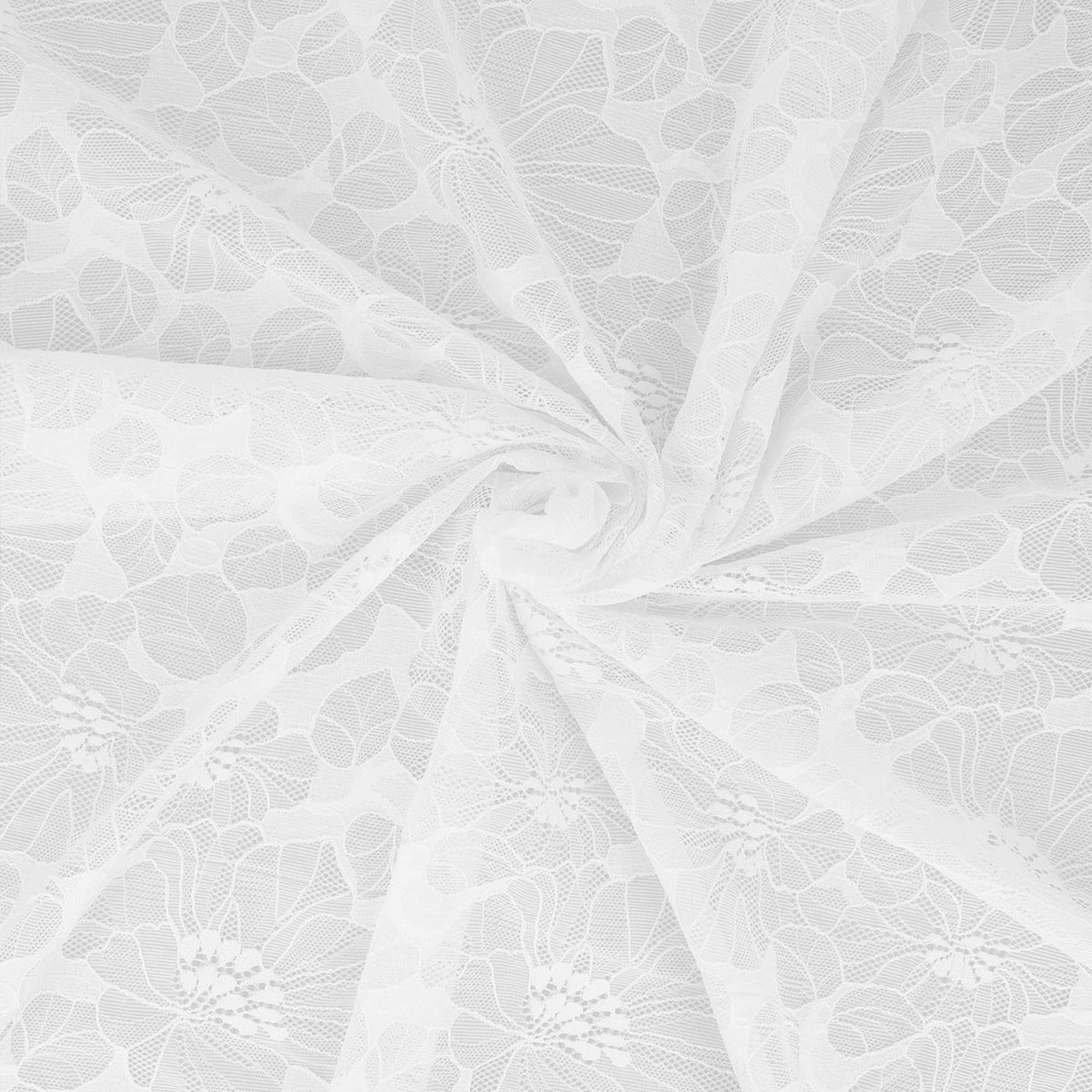 Elastic lace fabric Léonie - White