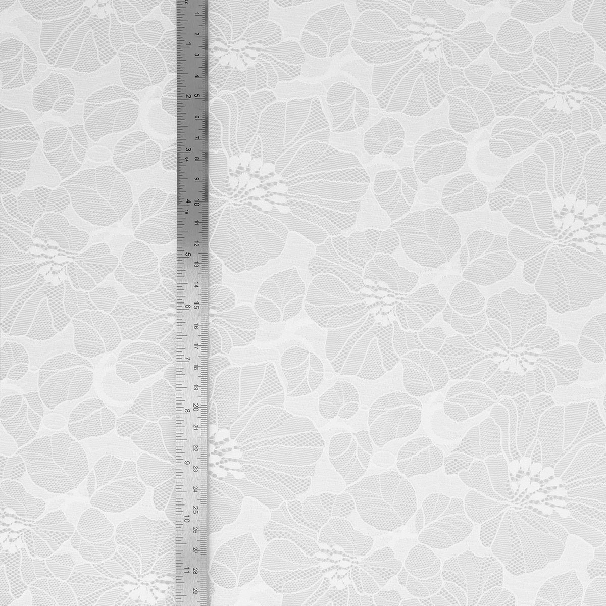 Elastic lace fabric Léonie - White