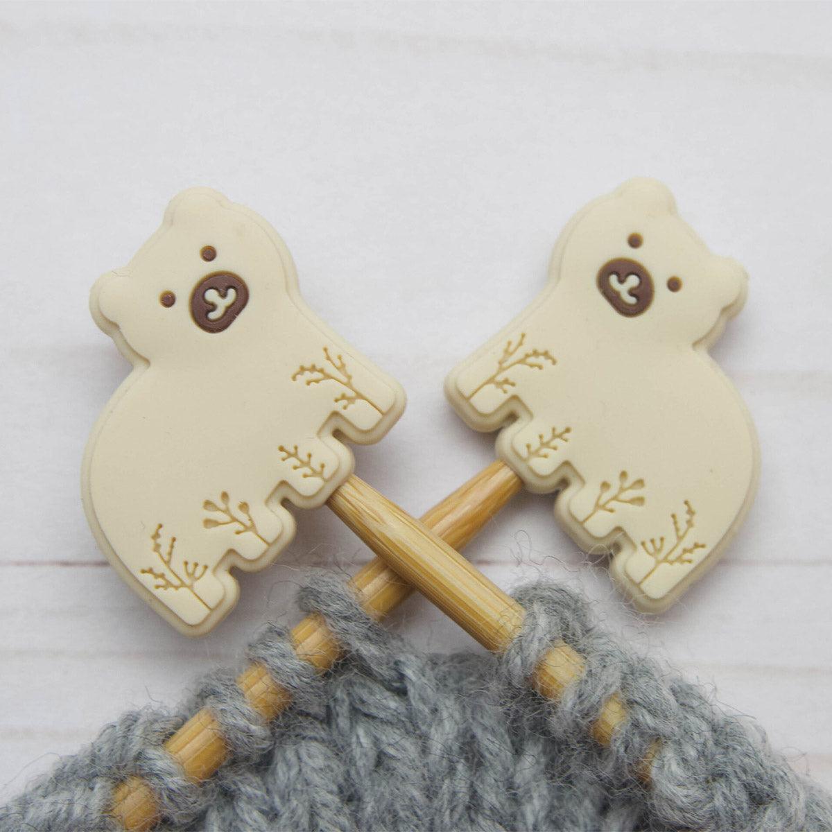 Candle stops for knitting needles - Polar bear