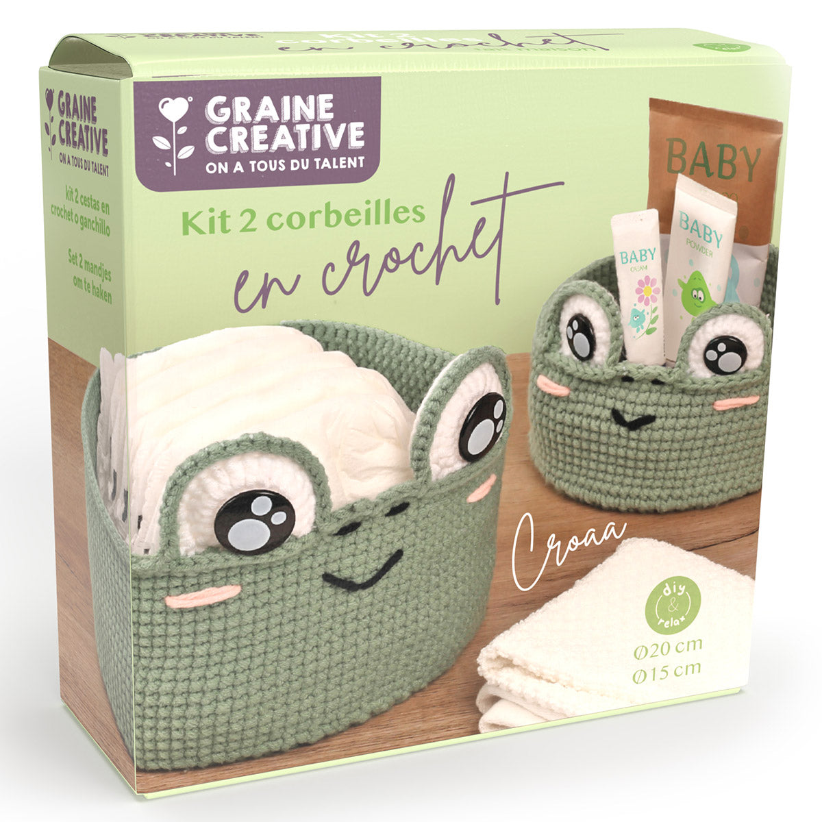 Kit crochet 2 corbeilles - Grenouille